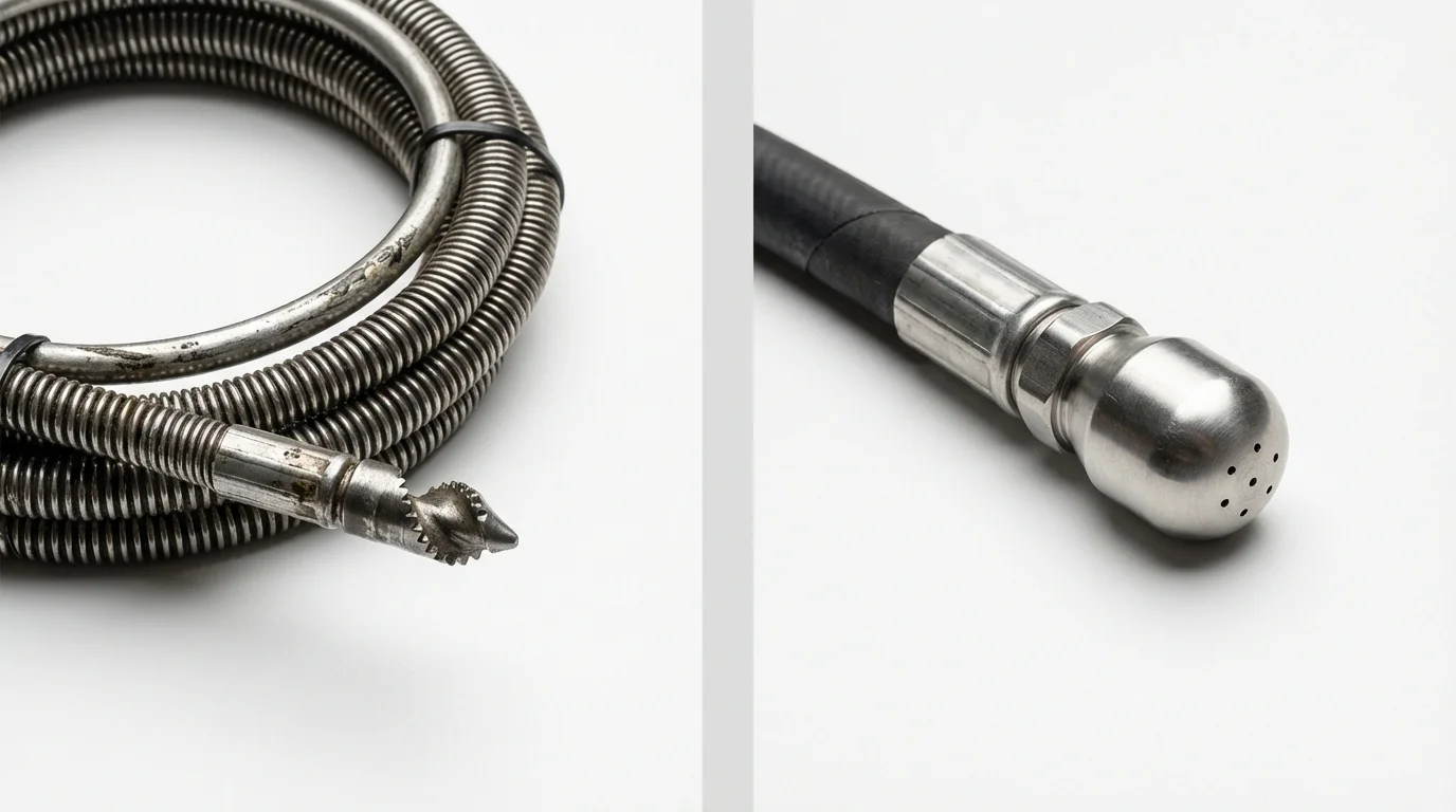 Drain snake cable and hydro jetting nozzle used for drain cleaning in Palm Harbor, FL