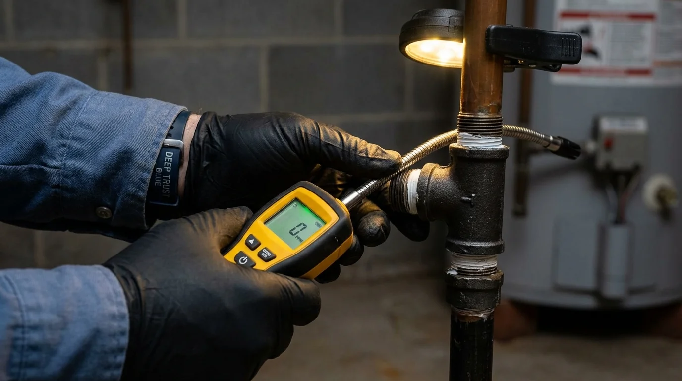 Gas leak detection with electronic sniffer by Johns Plumbing LLC in Palm Harbor