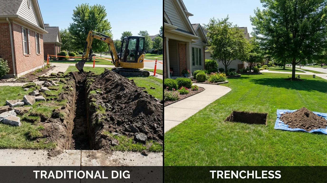 Trenchless sewer repair with minimal yard damage versus traditional excavation in Palm Harbor, FL